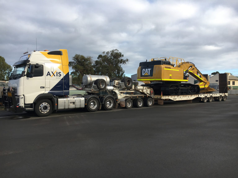 Excavator on Axis Hire prime mover